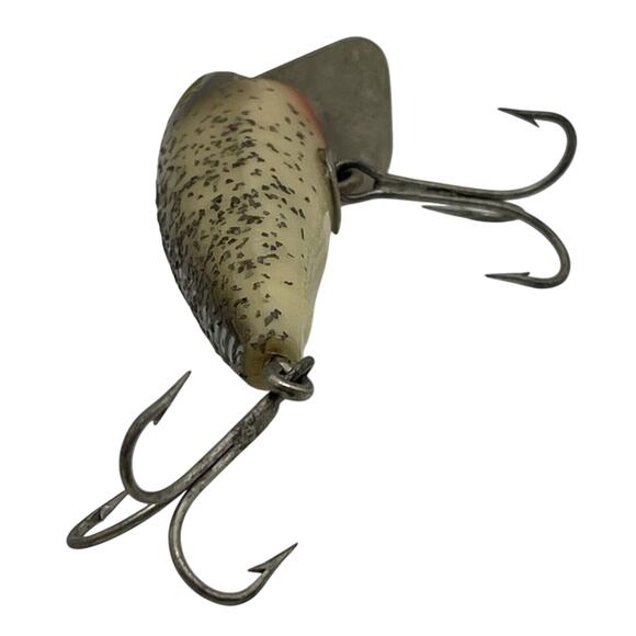 Vintage Shakespeare Glo Pup Wood Fishing Lure Honor Built Natural Silver Flake - Picture 5 of 8